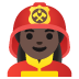 👩🏿‍🚒 woman firefighter: dark skin tone display on Google